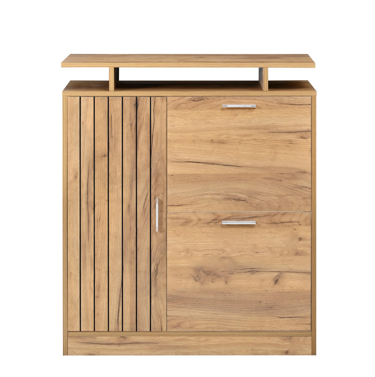 FLUR-GARDEROBEN-SET 140/35/133 cm aus Spanplatte mit Spiegel und gepolsterter Schuhbank Natur - Naturfarben, Holzwerkstoff (140/133/35cm) - Modenvie