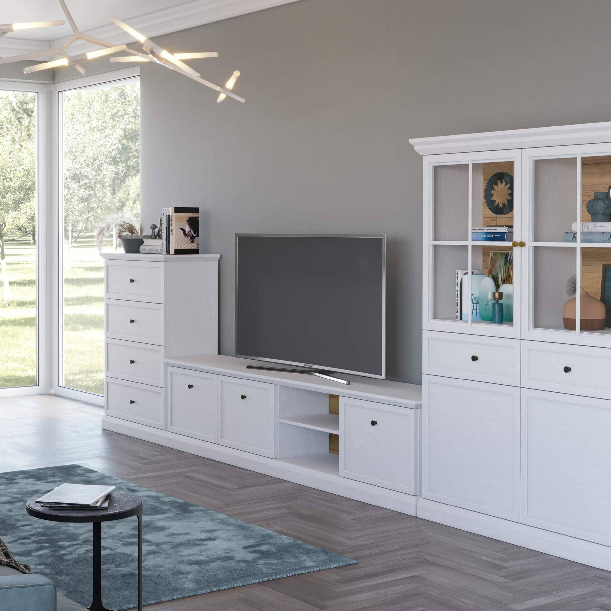 TV-LOWBOARD KATRIA - Weiß, Holzwerkstoff (206/51/40cm) - KONSIMO®