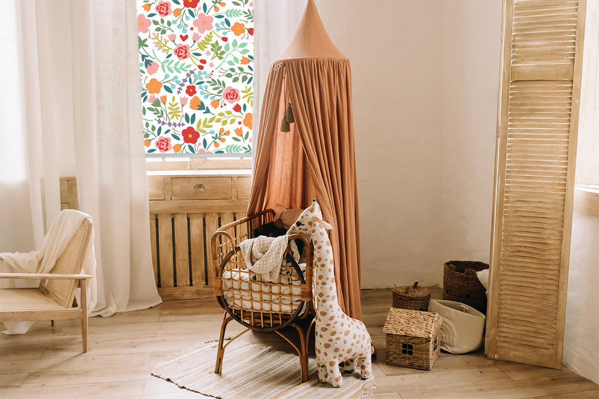 ROLLO LICHTDURCHLÄSSIG 150x140 cm Gemalte Blumen - Grün, Textil (150/140cm) - TULUP