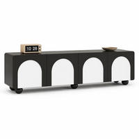 TV-LOWBOARD aus MDF und PB 180x38x45 cm Schwarz/Weiß mit Schubladen und Kabeldurchführungen - Schwarz, Holzwerkstoff (180/45/38cm) - IVMEU