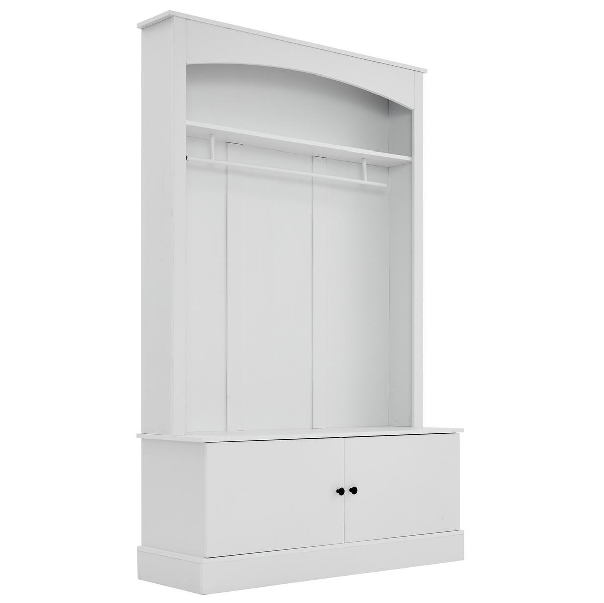 GARDEROBE 120/40/190 cm aus Spanplatte mit Schuhbank und verstellbaren Einlegeböden Weiß - Weiß, Holzwerkstoff (120/190/40cm) - Modenvie