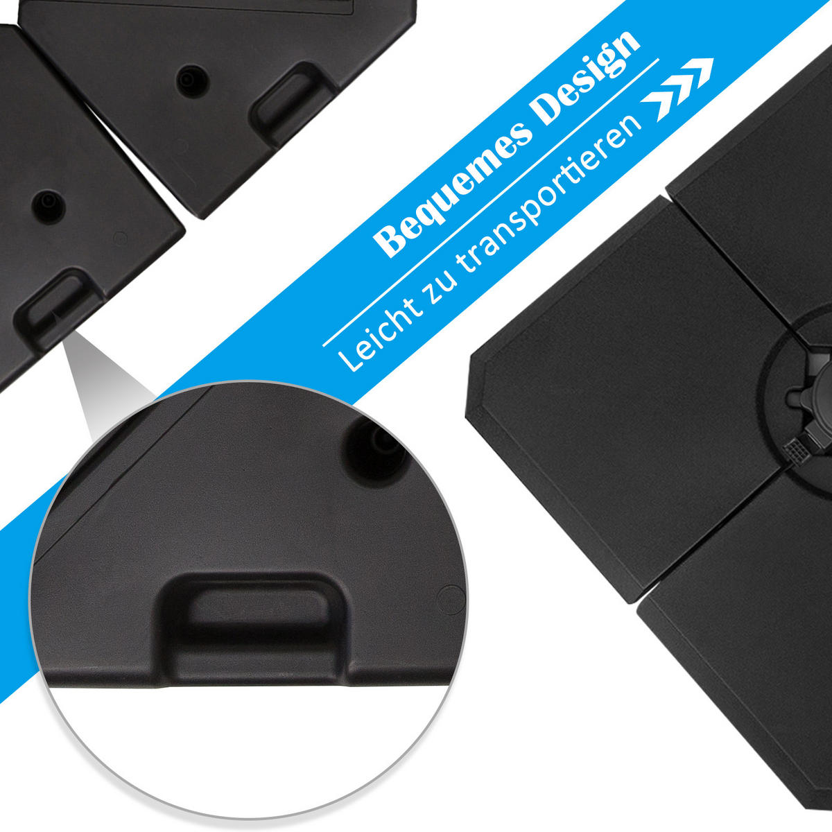 SCHIRMGEWICHT, mit 80 kg Wasser oder 120 kg Sand befüllbar, HDPE, Schwarz, 100 x 100 x 9,5 cm - Schwarz, Kunststoff (100/100cm) - Outsunny