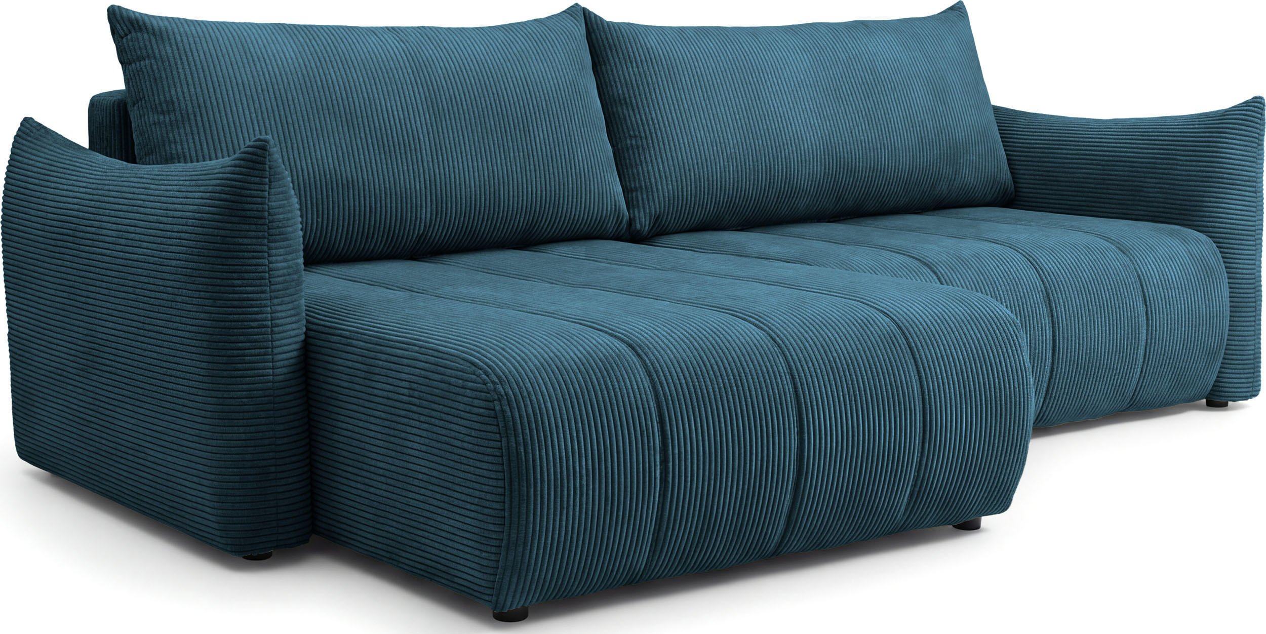 ECKSOFA Liv mit Schlaffunktion & Bettkasten in Cordstoff Marineblau, Universell 260/154/86 cm - Schwarz/Dunkelblau, Kunststoff/Textil (260/154cm) - WFL GROUP