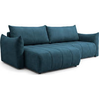 ECKSOFA Liv mit Schlaffunktion & Bettkasten in Cordstoff Marineblau, Universell 260/154/86 cm - Schwarz/Dunkelblau, Kunststoff/Textil (260/154cm) - WFL GROUP