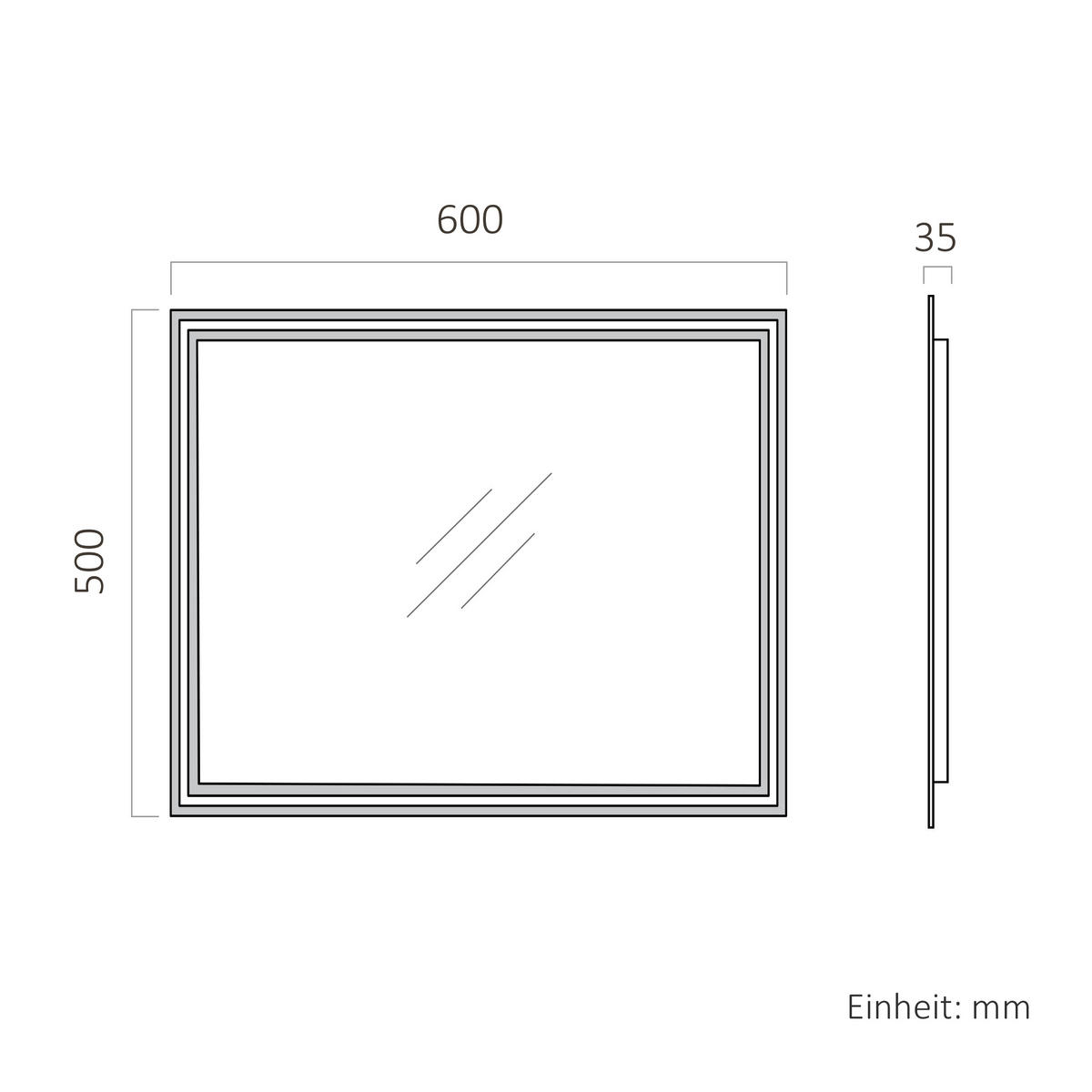 OGLINDA de baie cu LED-uri 60/50/3,5 cm - transparent, sticlă (60/50/3.5cm) - EMKE