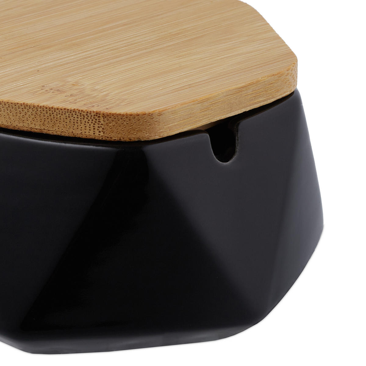 ASCHENBECHER - Schwarz, Keramik/Holz (8.5cm) - Relaxdays