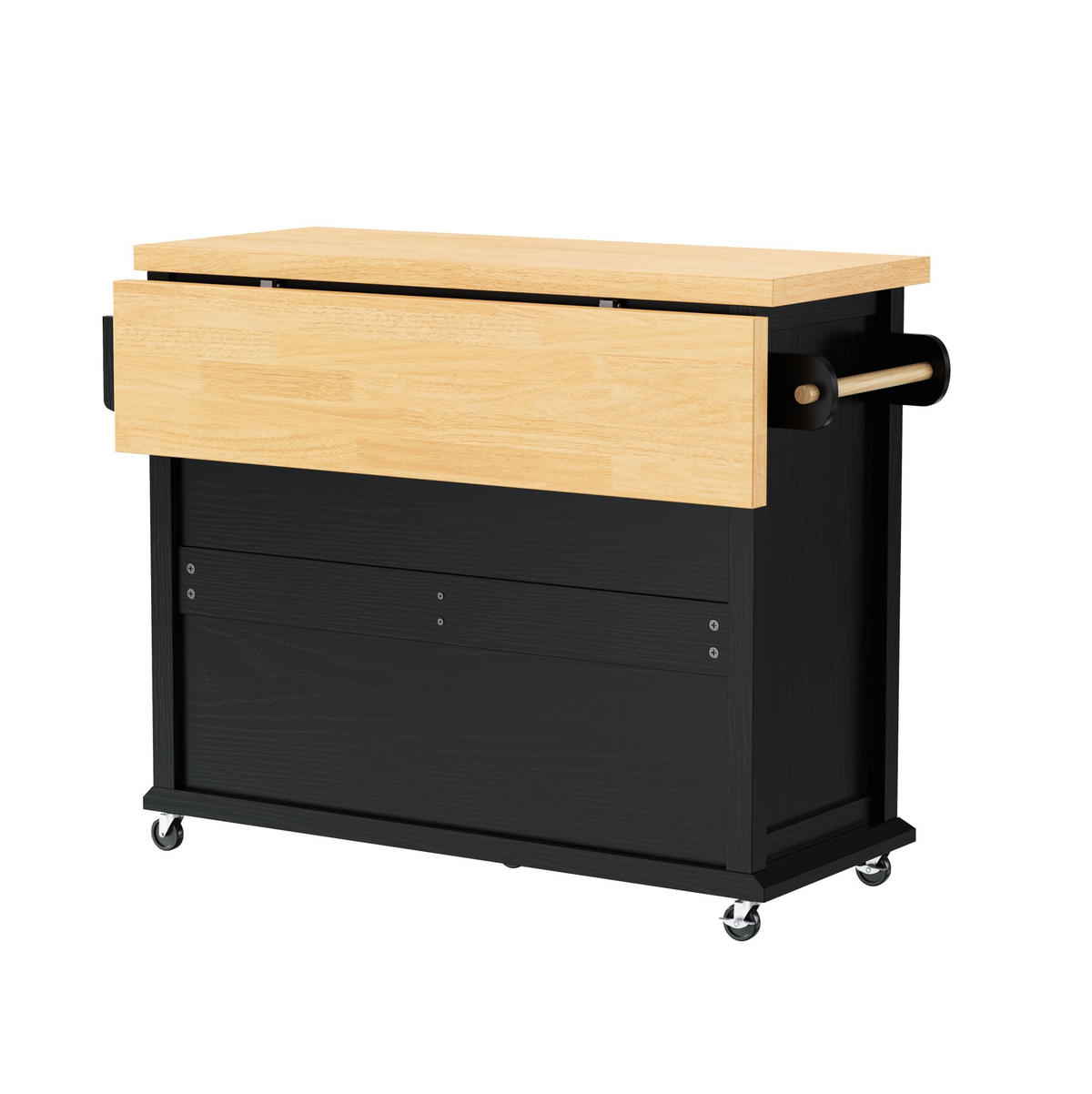 KÜCHENINSEL mit Ausziehplatte 107 x 45-70 x 90,5 cm Schwarz/Natur - Schwarz, Holz (45/90.5/107cm) - Beauniv