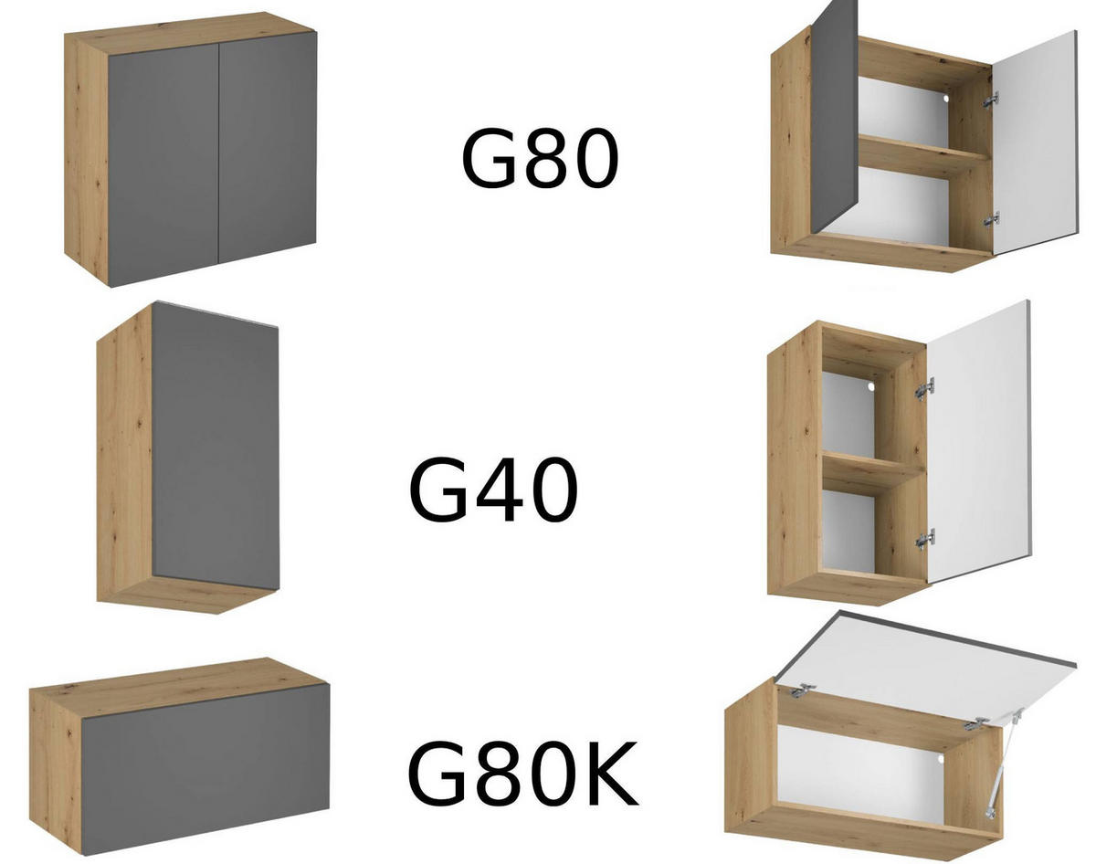 WINKELKÜCHE 300 cm x 140 cm- Langen KL6-M300 - in Grau/Matt - Schwarz/Grau, Holz/Holzwerkstoff (440/212/58cm)