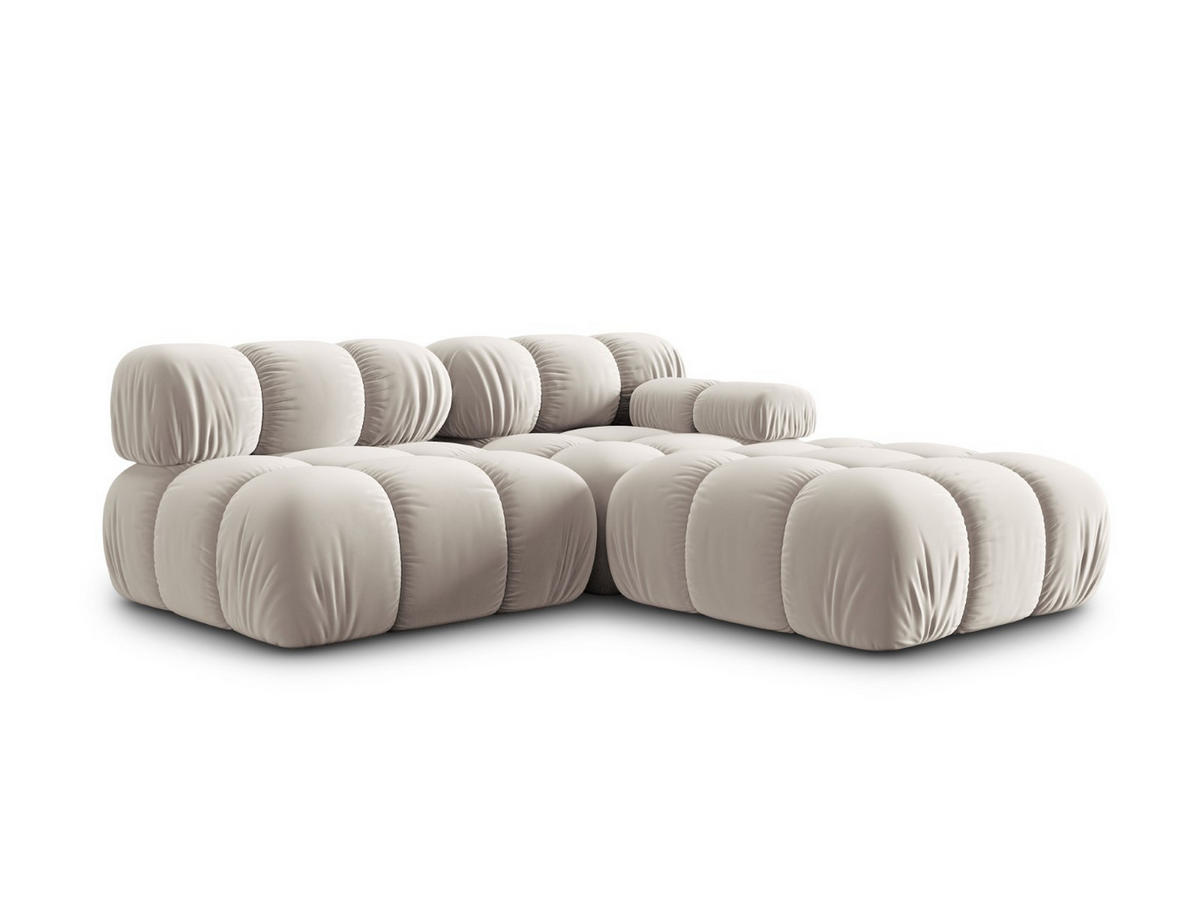 MODULARES-SOFA links Bellis aus Samt leichtes beige 4 Sitzplätze - Creme, Textil (94/63/282cm) - Micadoni
