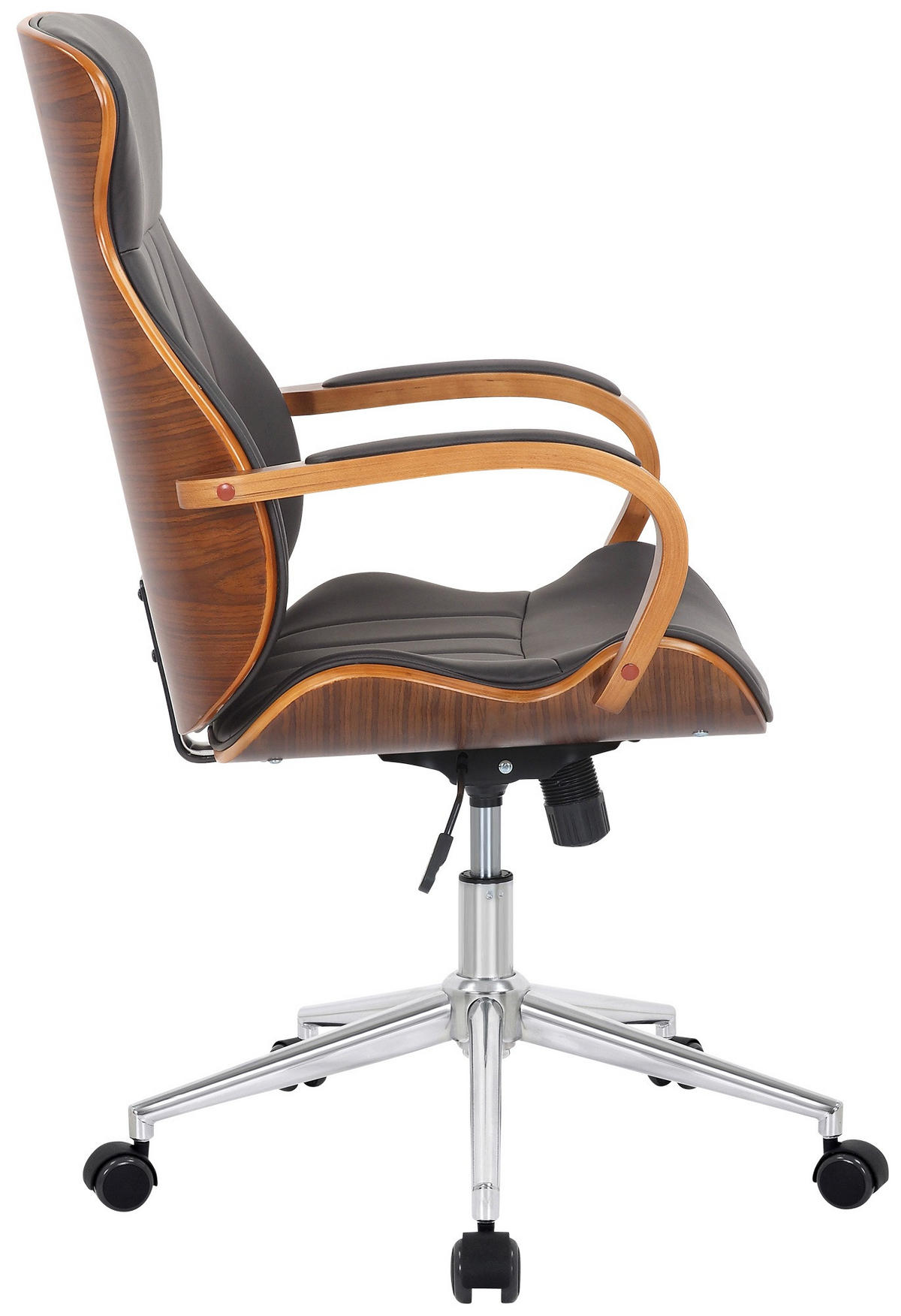 DREHSTUHL Lederlook walnuss/braun - Chromfarben/Walnussfarben, Textil/Metall (63/100/68cm) - CLP
