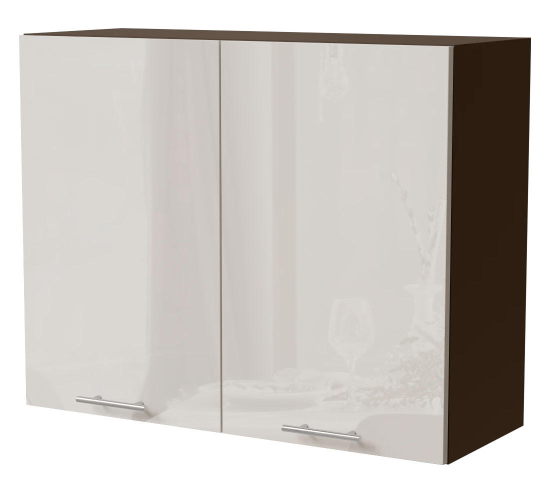 KÜCHENHÄNGESCHRANK Brerra W3/90 Lava / RAL 9001 creme Hochglanz 90 / 32,5 / 72cm - Dunkelgrau/Creme, Holz/Holzwerkstoff (90/72/32.5cm) - Feldmann-Wohnen