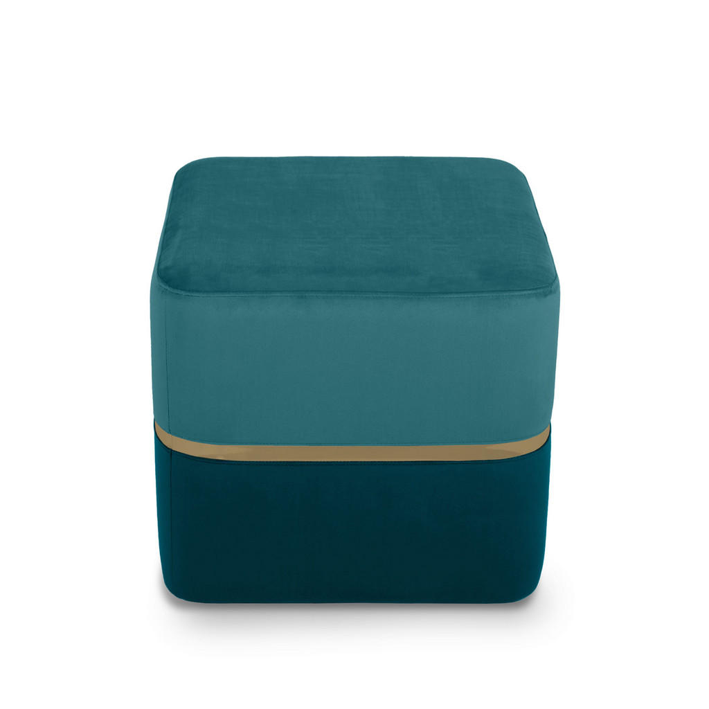 Thumbnail - Sicaan Pouf, Blau, Textil, Füllung: Polyurethan (Pur), Quadratisch, 50x45x50 cm, Wohnzimmer, Hocker, Sitzwürfel