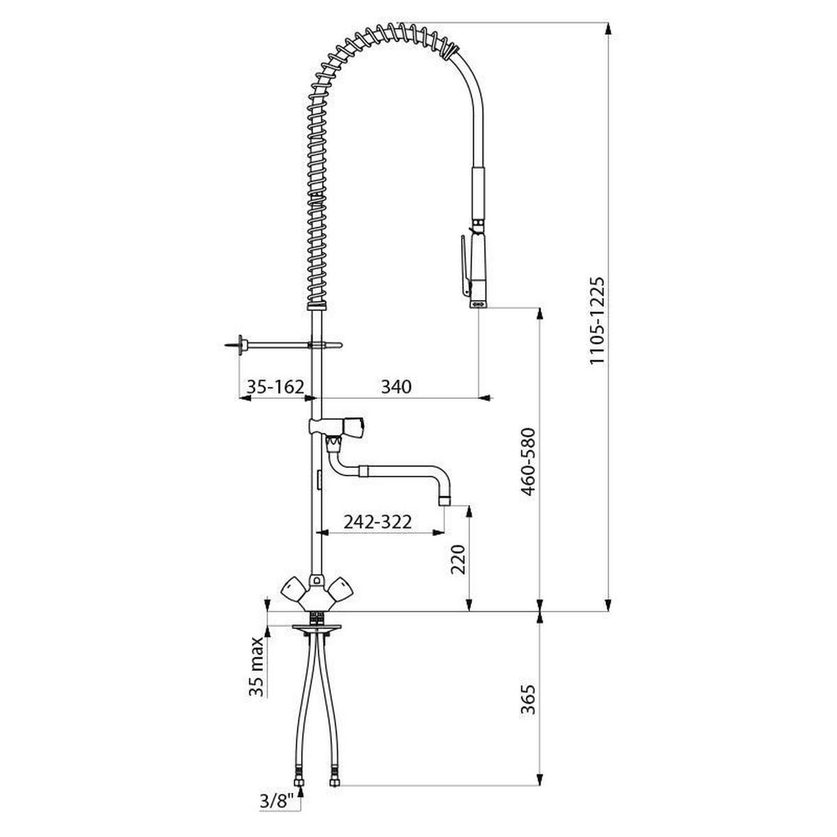 GESCHIRRSPÜLERARMATUR mit Mischer und Handbrause 433000 - verchromt, ausziehbarer Auslauf - Chromfarben, Metall (20.7/12.2/98.5cm) - Delabie