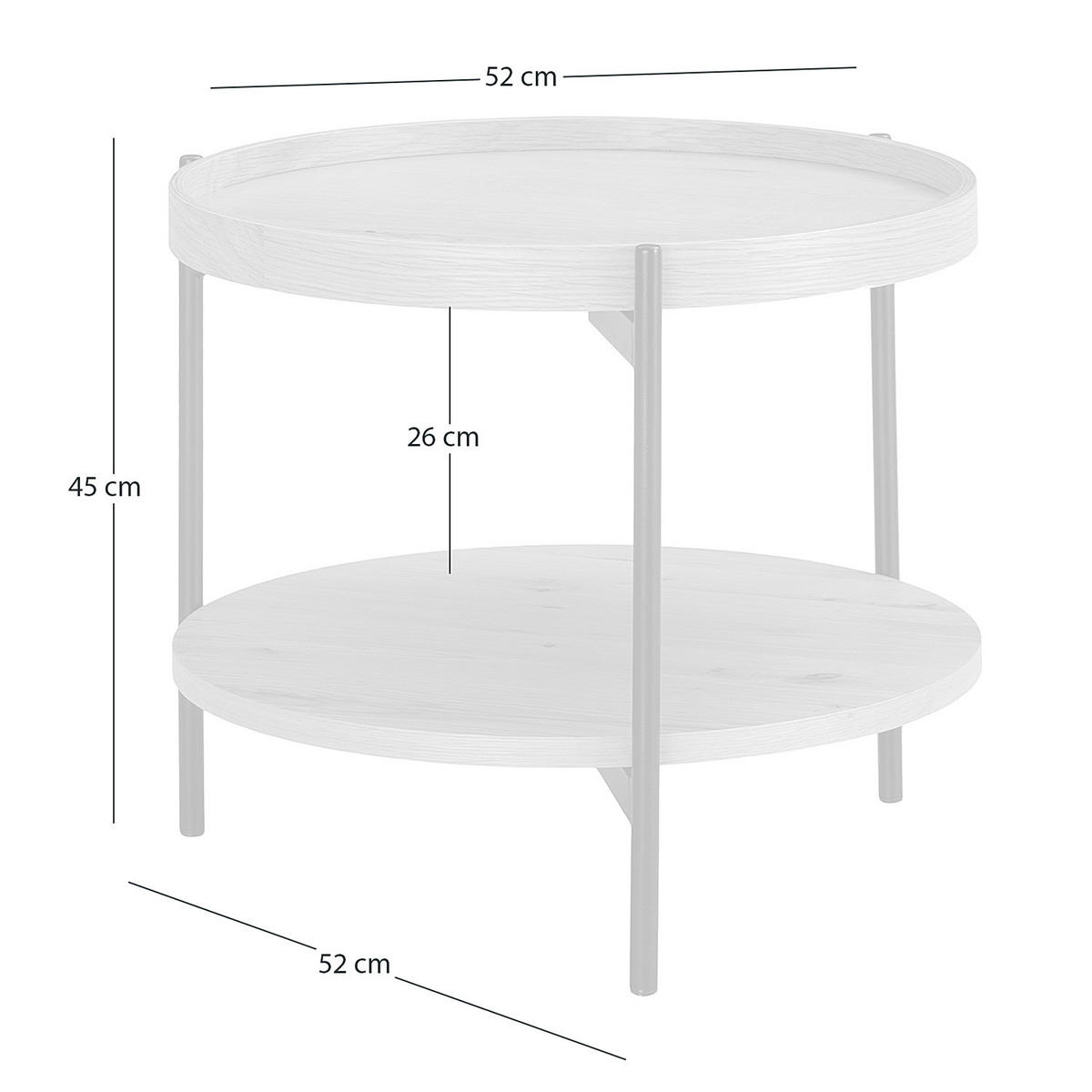 BEISTELLTISCH - Echtholzfurnier - Eichefarben, Holzwerkstoff/Metall (52/52/45cm) - home24