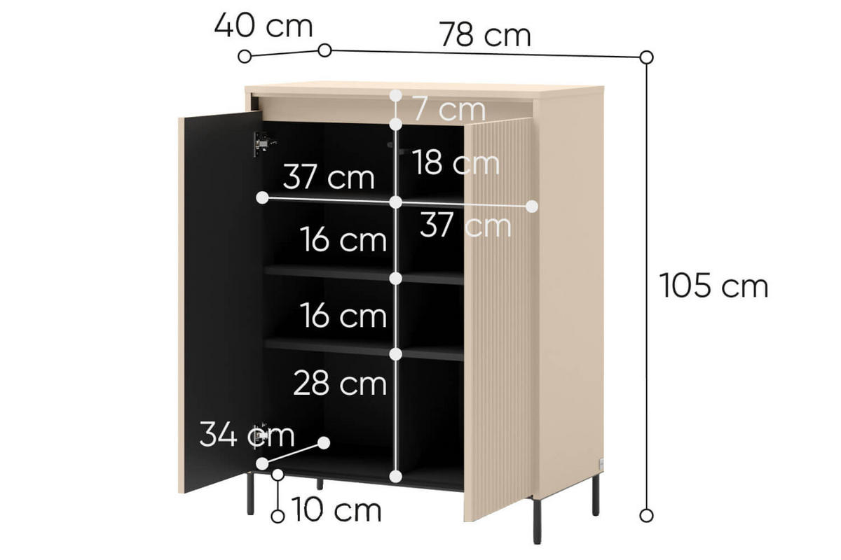 GARDEROBE TREND - Beige/Schwarz, Holzwerkstoff (245/210/40cm) - Meblini