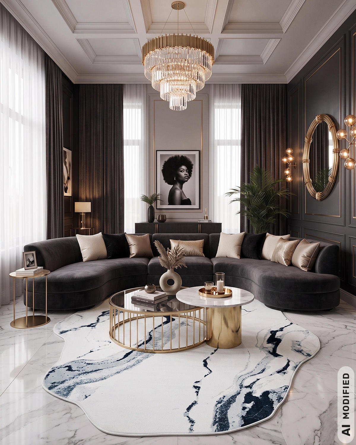 TEPPICH Bova Feni Mazovia Unregelmäßige Form 120x160cm Weiß Schwarz Abstrakt Kurzflor - Grau, Textil (120/160cm) - Mazovia