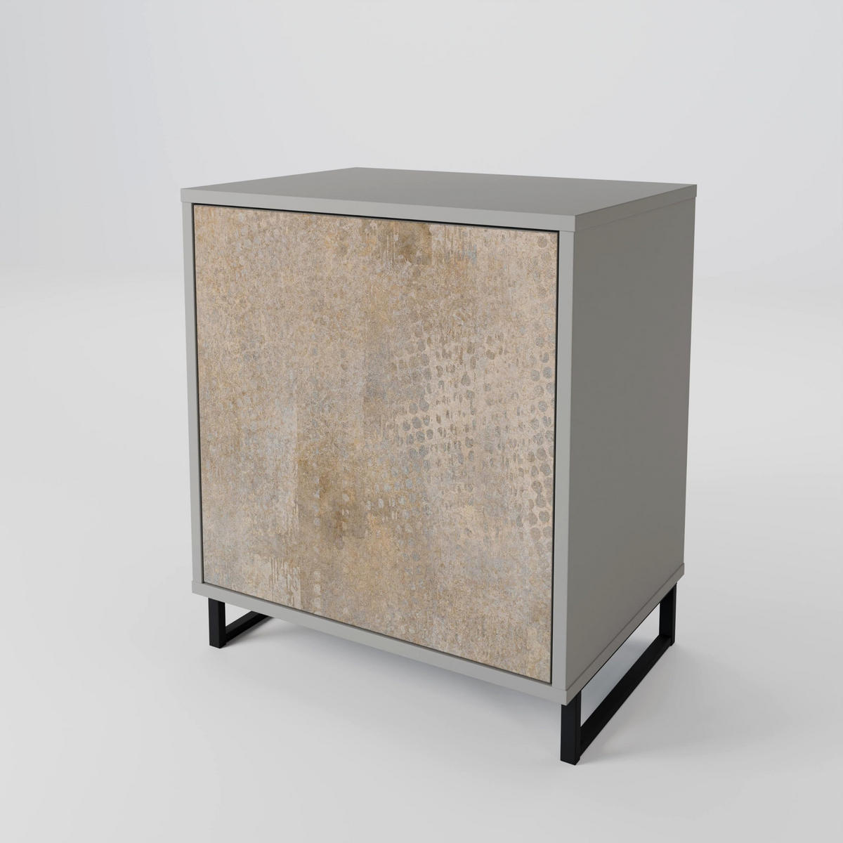 SIDEBOARD SCREEN ERROR, Grau, 57,5x42x72,5 cm, Schwarze Metallfüße - Multicolor/Schwarz, Holzwerkstoff/Metall (57.5/72.5/42cm) - SpaceRebels