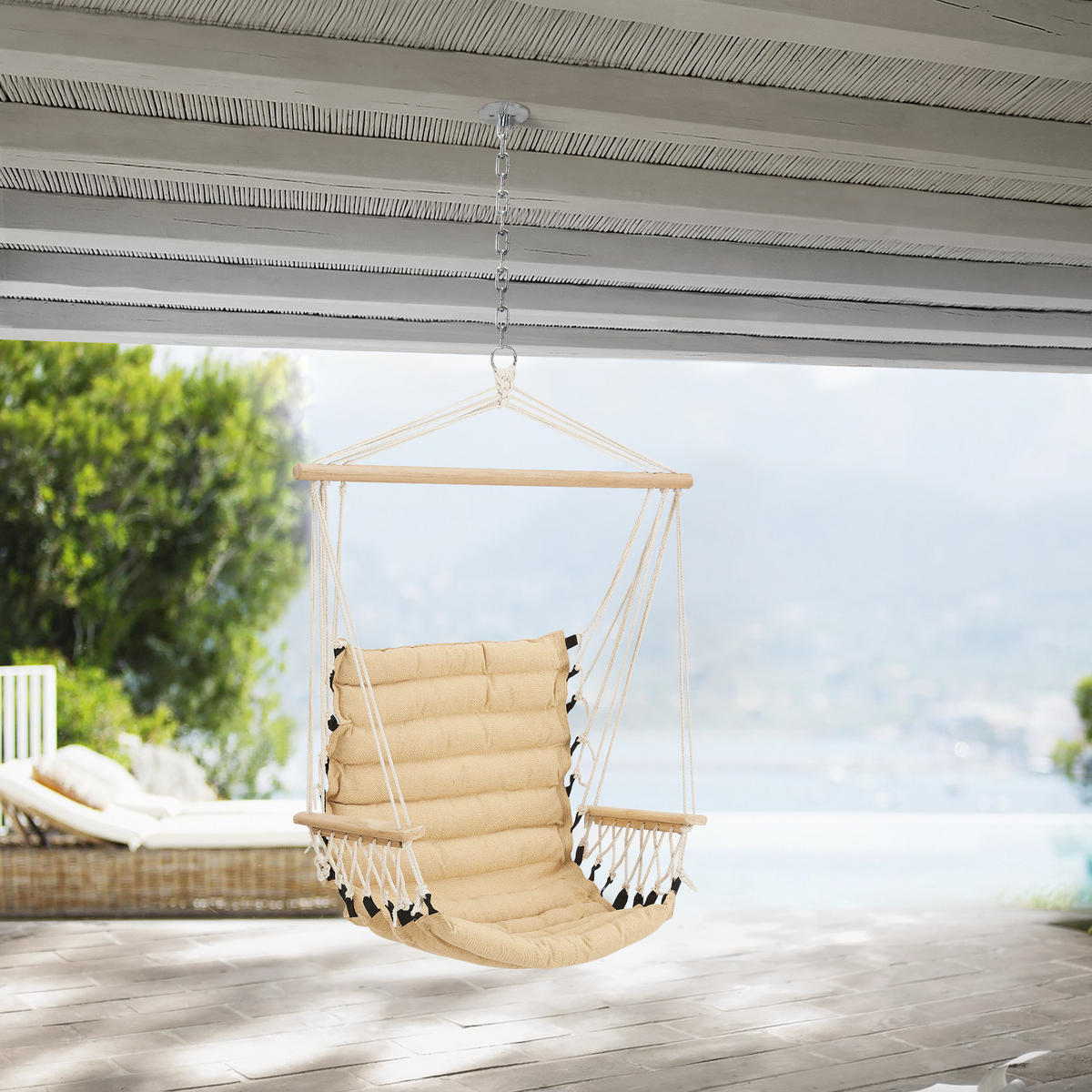 HÄNGESESSEL Bariloche - Beige, Textil (55/140/45cm) - [en.casa]