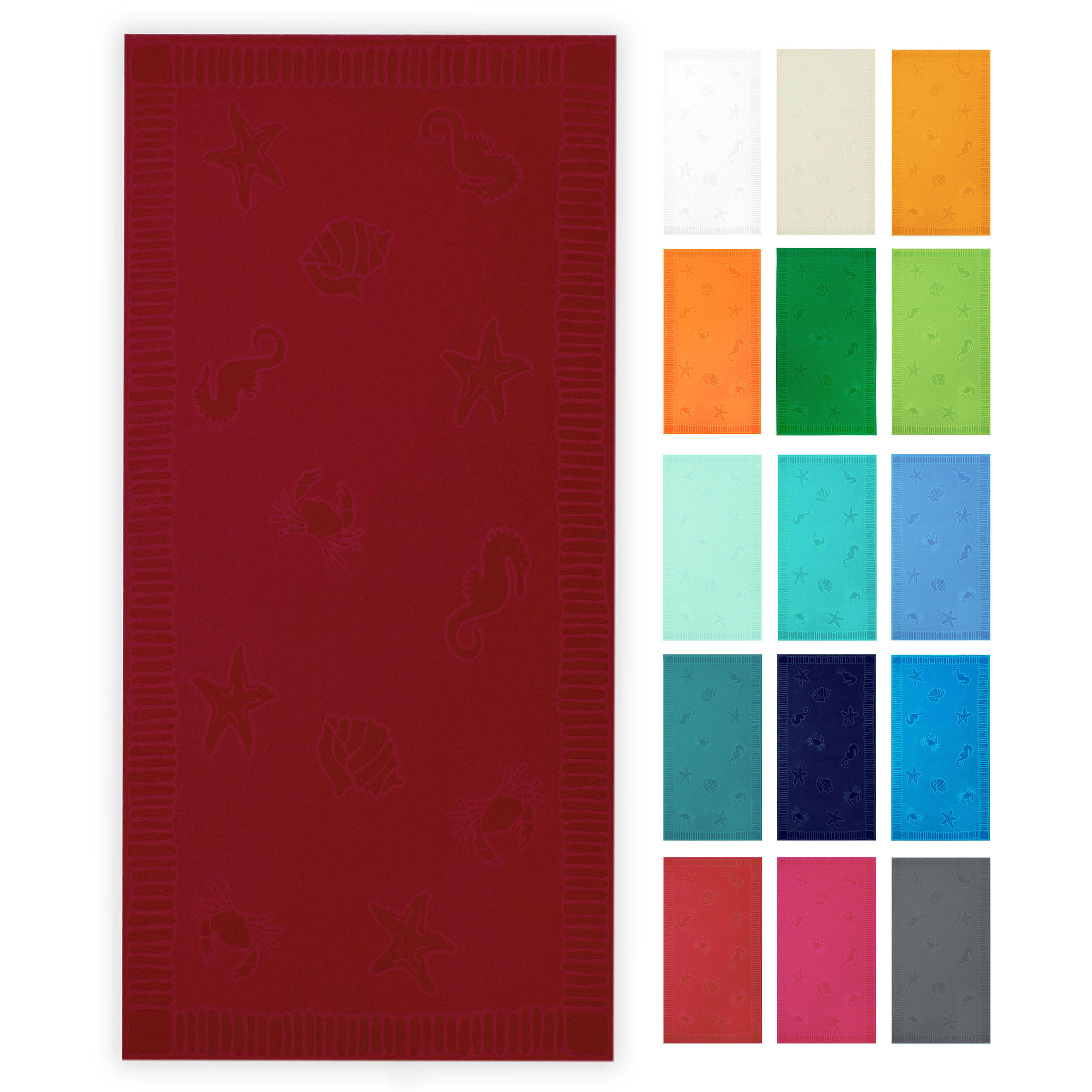 STRANDTUCH, 100x200 cm, 100% Baumwolle, Rot - Bordeaux, Textil (100/200cm) - Zollner