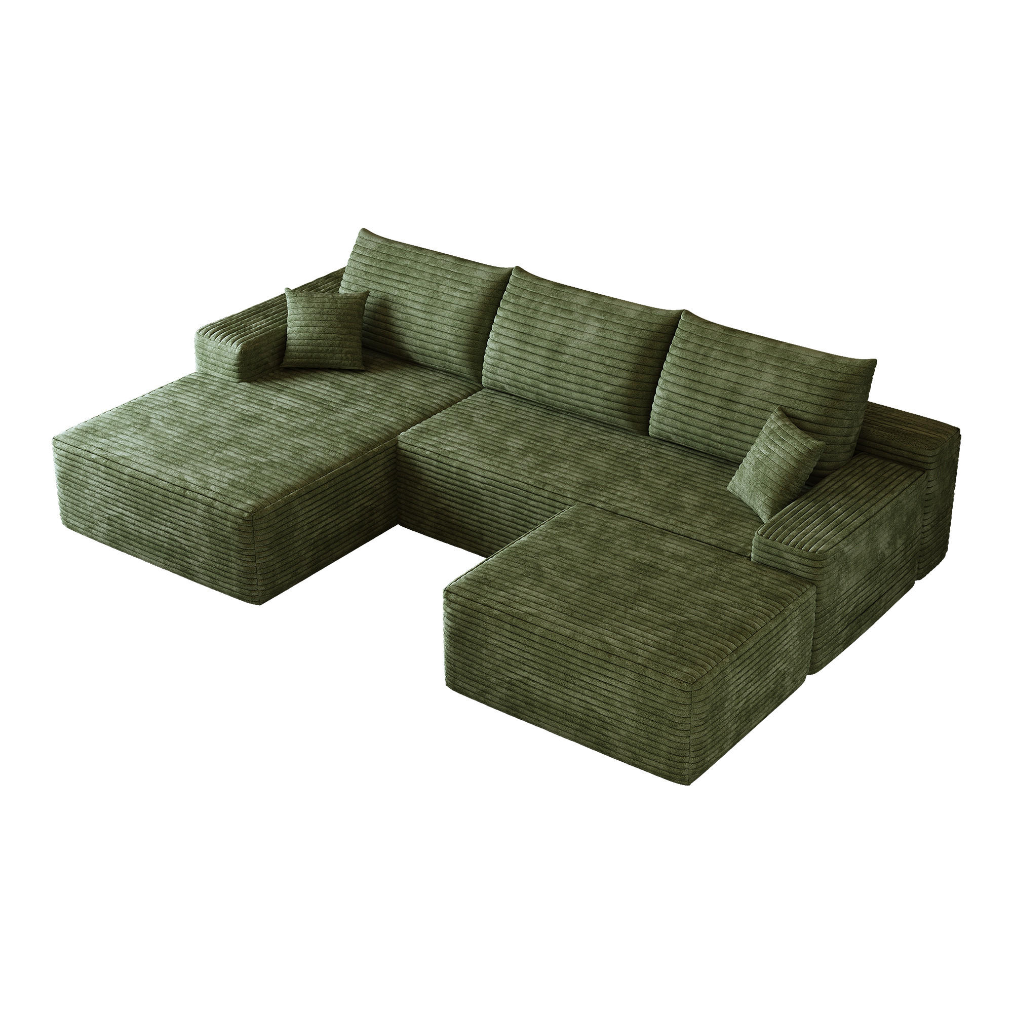 WOHNLANDSCHAFT DE-34857 U-Form 2-Sitzer Chaiselongue links Grün - Grün, Textil (175/83/270cm) - ComfortXL