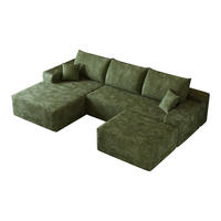WOHNLANDSCHAFT DE-34857 U-Form 2-Sitzer Chaiselongue links Grün - Grün, Textil (175/83/270cm) - ComfortXL