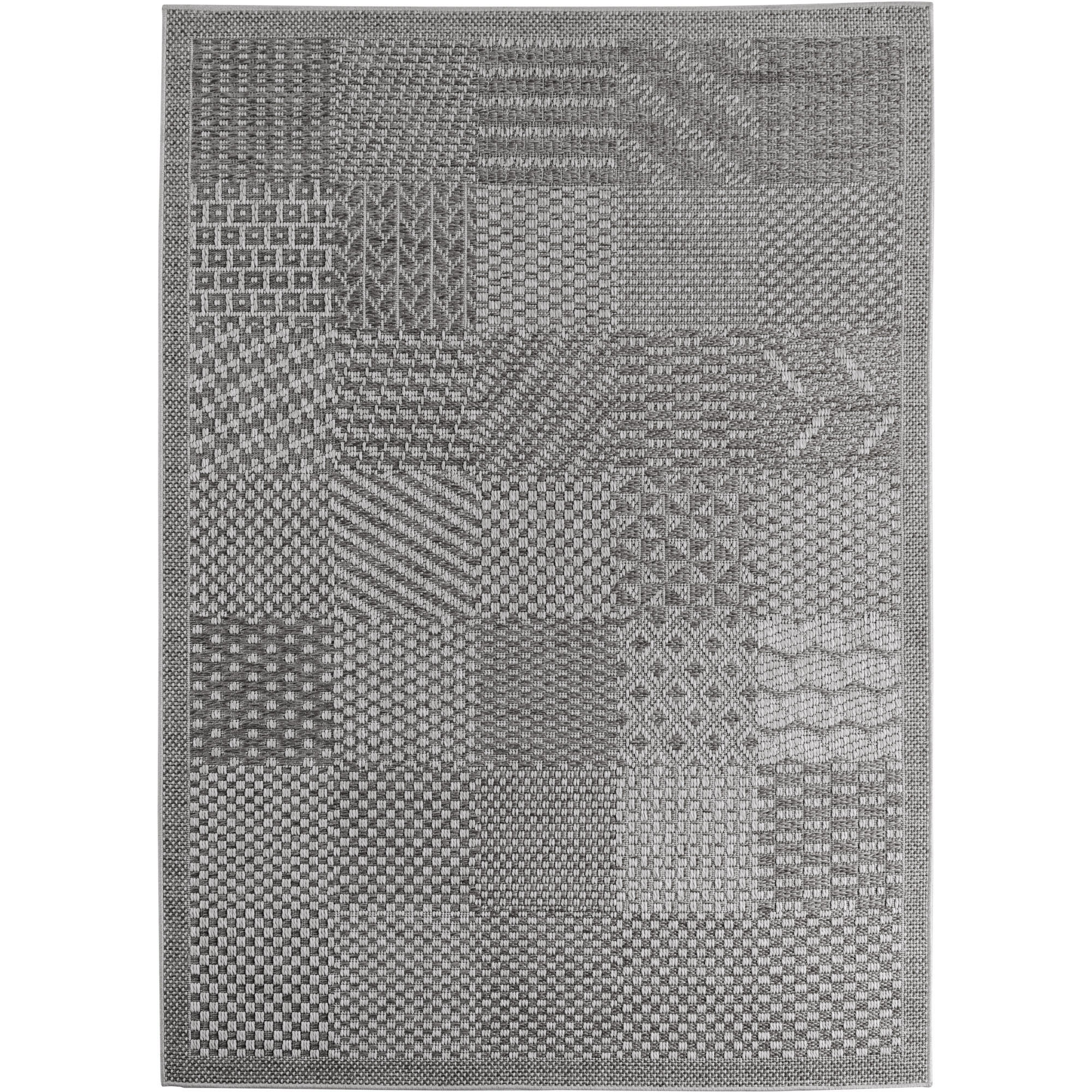 TEPPICH In-/Outdoor Flachgewebe Karomuster Polypropylen Küche Grau Rechteckig 140x200 - Grau, Textil (140/200cm) - KADIMA DESIGN