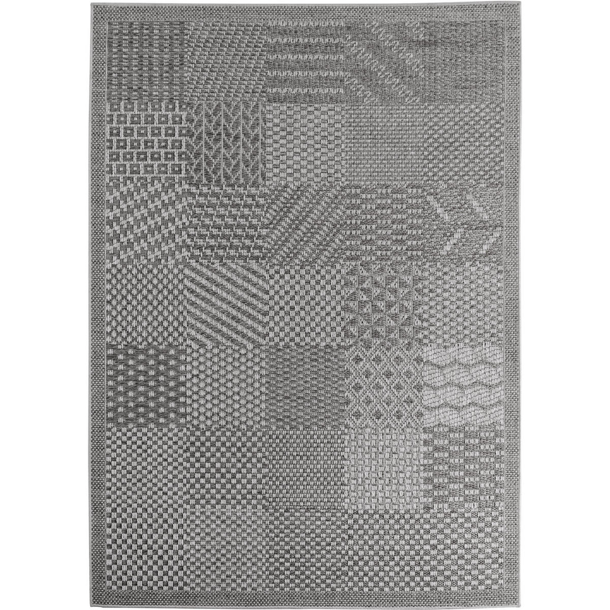 TEPPICH In-/Outdoor Flachgewebe Karomuster Polypropylen Küche Grau Rechteckig 200x290 - Grau, Textil (200/290cm) - KADIMA DESIGN