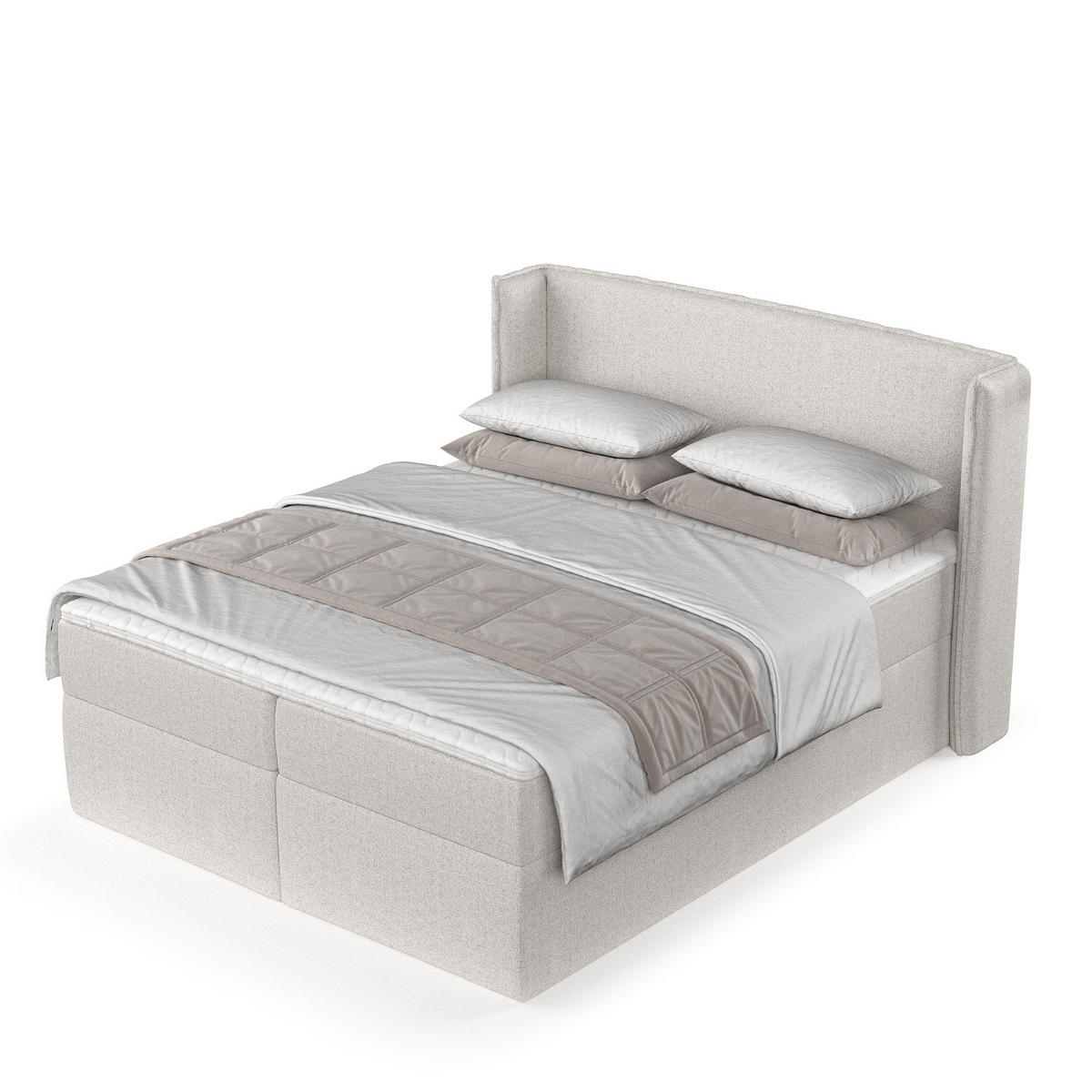 BOXBETT Viva 140/200 cm Hellbeige im Riva Stoff - Beige/Schwarz, Holz/Holzwerkstoff (140/200cm) - AltaBeds