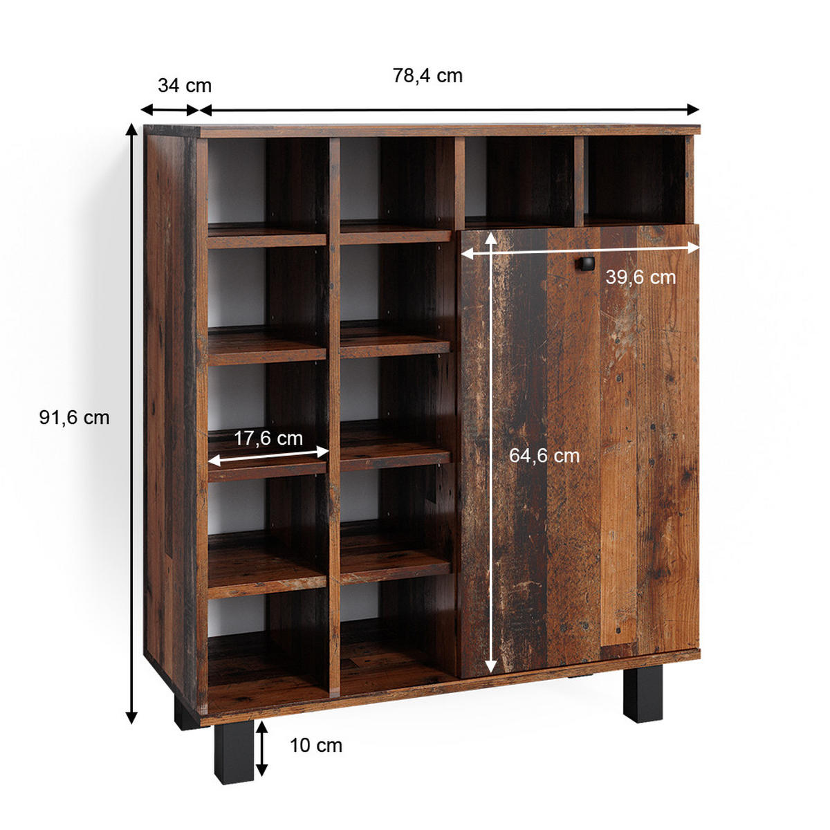 BADSCHRANK Fynn Eiche rustikal 78.4 x 91.6 cm - Wildeiche, Holzwerkstoff (78.4/91.6/34cm) - Vicco