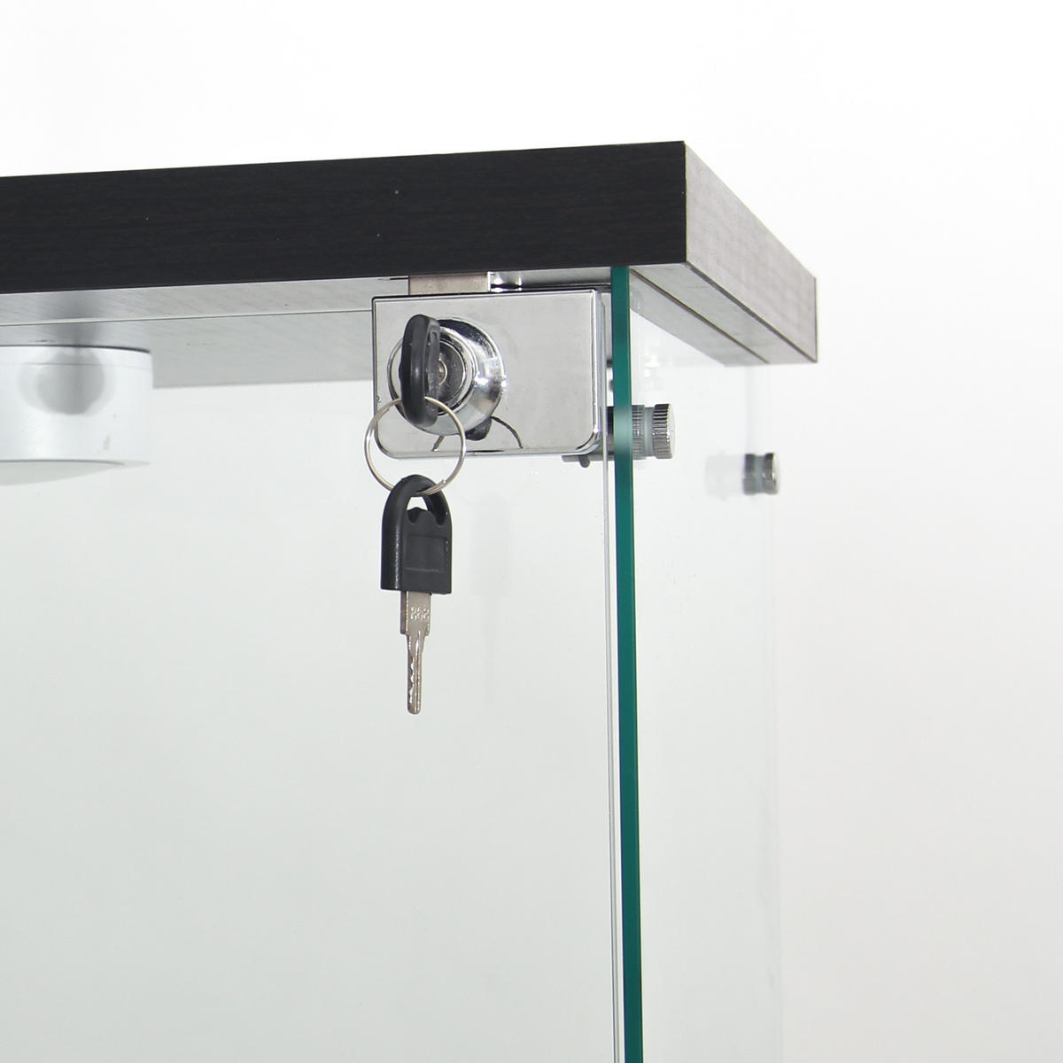 GLASVITRINE 42x36x164 cm 1 Tür Schloss 4 Einlegeböden LED schwarz - Schwarz, Holz (42.5/164/36.5cm) - LEBENLANG