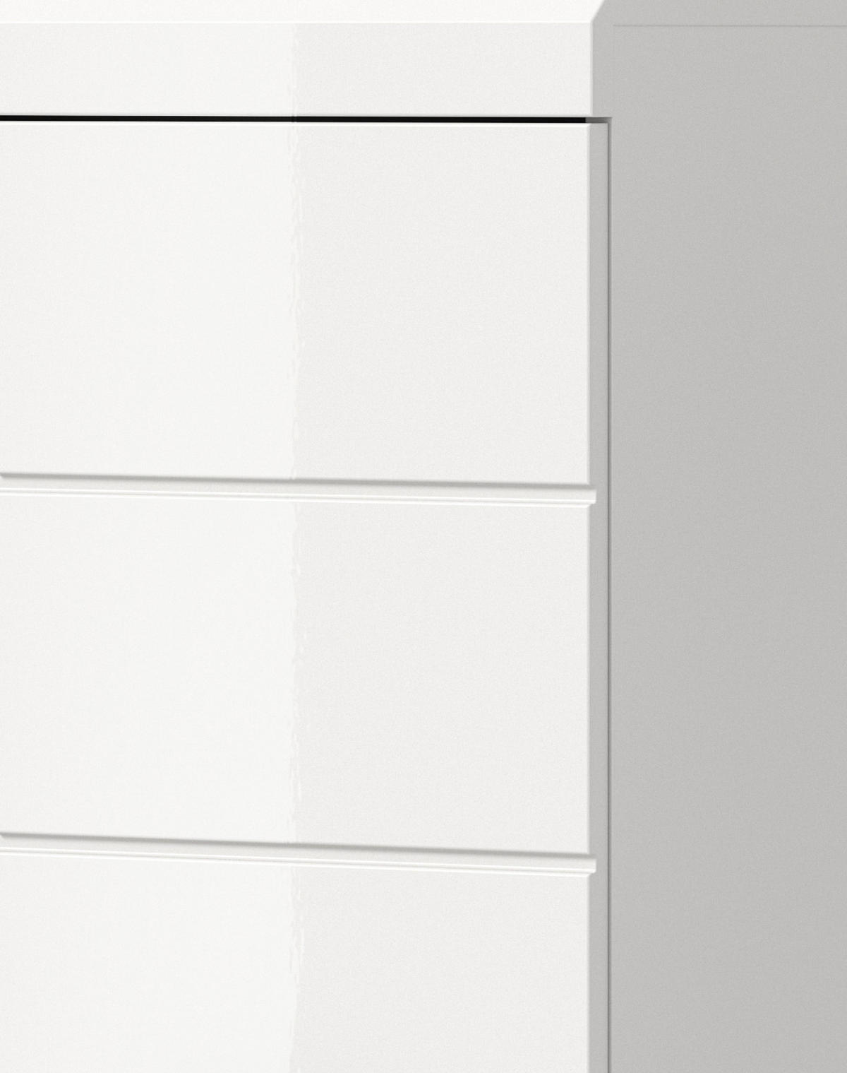 MIDISCHRANK weiß Hochglanz 74 x 141 cm, Badschrank 4-türig - Weiß Hochglanz/Silberfarben, Holzwerkstoff/Kunststoff (74/141/31cm) - Inn.Furn