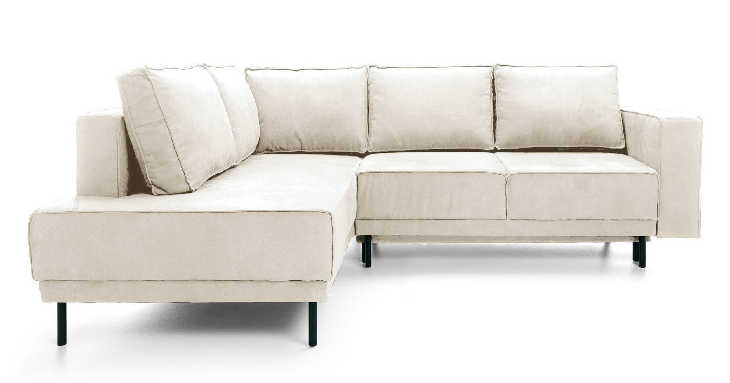 ECKSOFA Rodario Hellbeige Velours - Ecru/Schwarz, Textil/Metall (247/187cm) - Selsey