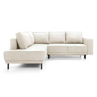 ECKSOFA Rodario Hellbeige Velours - Ecru/Schwarz, Textil/Metall (247/187cm) - Selsey