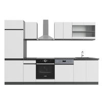 KÜCHENZEILE R-Line Weiß/Anthrazit 300 cm J-Shape - Anthrazit/Weiß, Holzwerkstoff (300/81.6/46cm) - Vicco