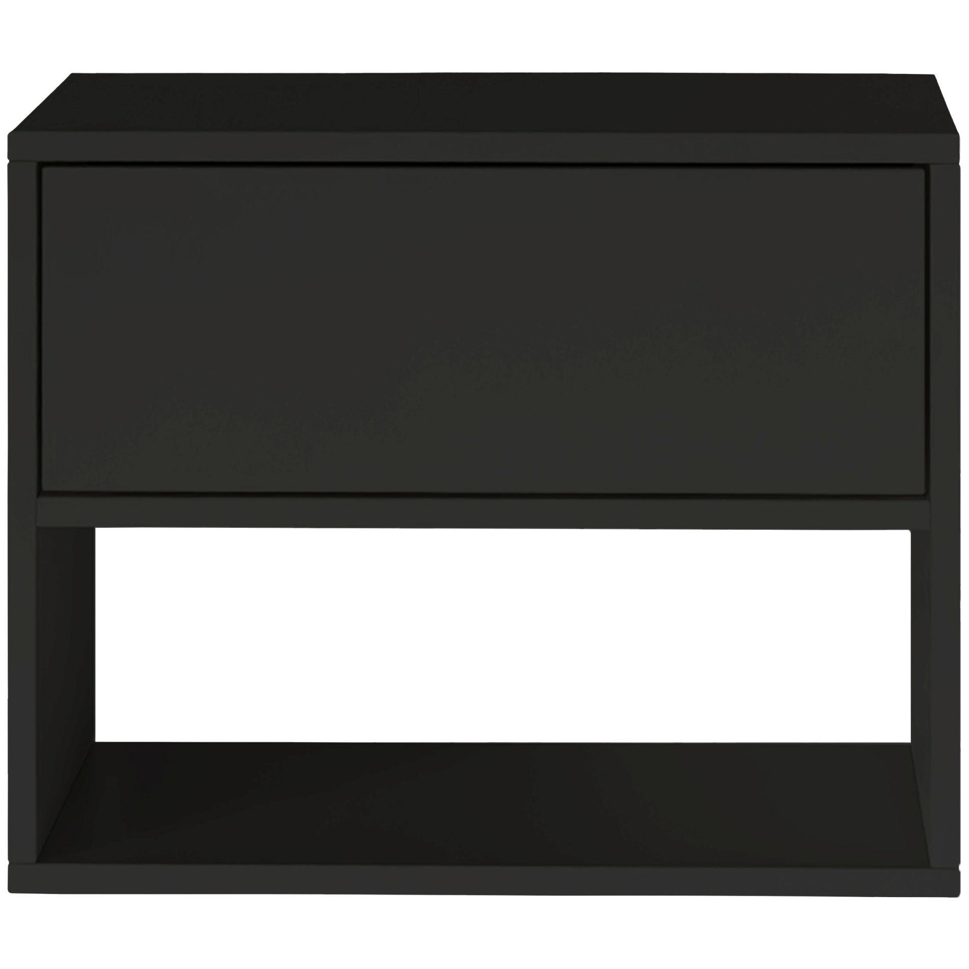 NACHTTISCH hängend Framme Schwarz mit Fach, 50 cm - Schwarz, Holzwerkstoff (50/40/36cm) - Selsey
