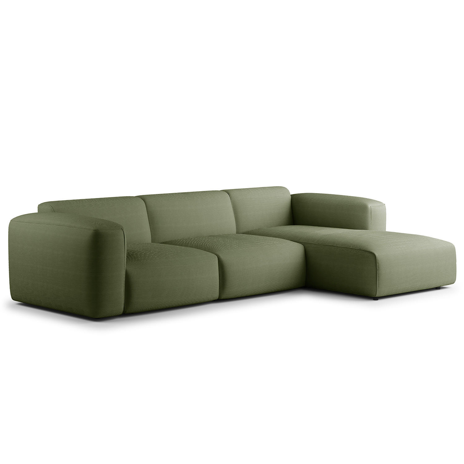 3-SITZER ECKSOFA mit Longchair - Dunkelgrün/Schwarz, Textil (284/173cm) - home24