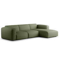 3-SITZER ECKSOFA mit Longchair - Dunkelgrün/Schwarz, Textil (284/173cm) - home24