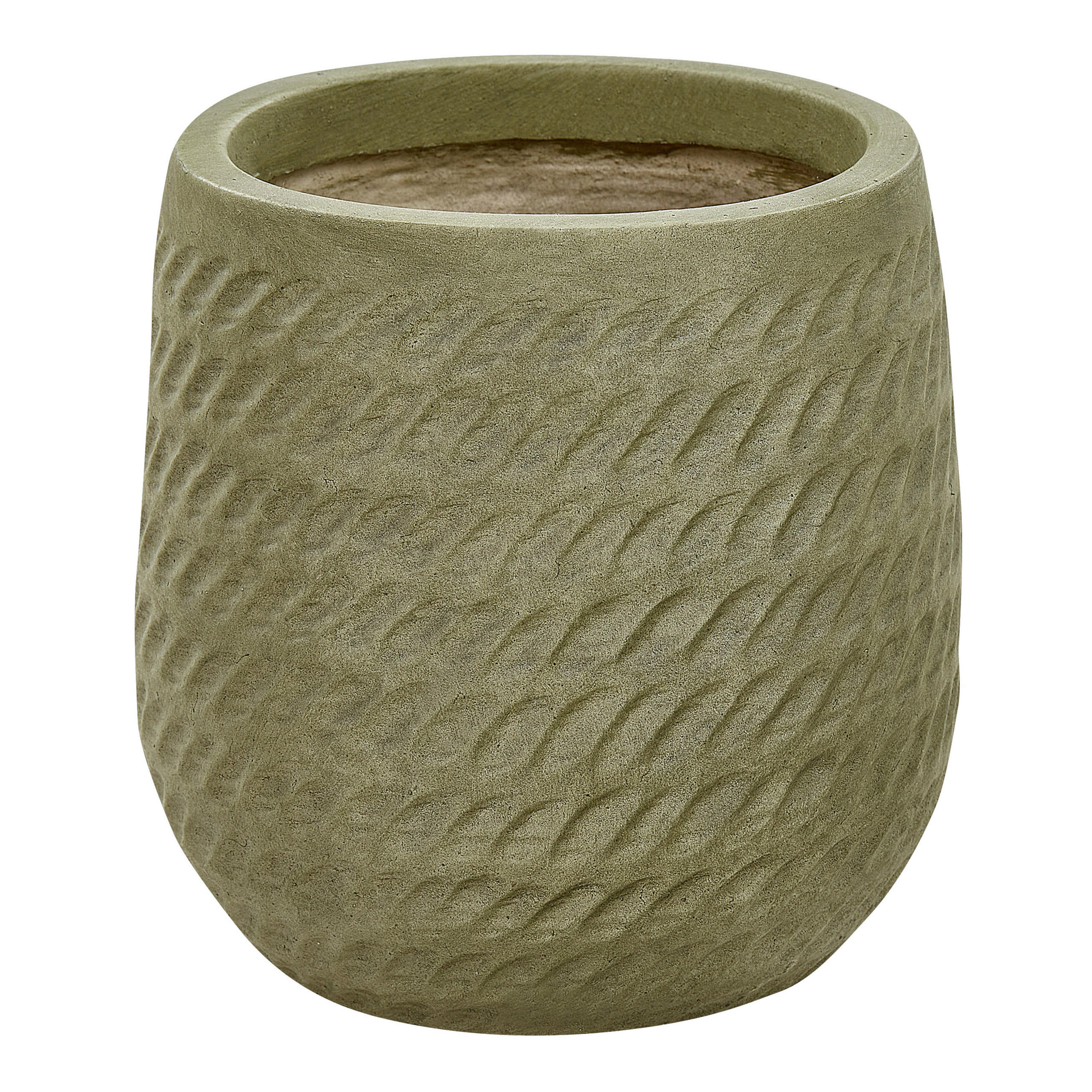 BLUMENTOPF olivgrün rund 19/19/22 cm Livadia - Grün, Naturmaterialien (22cm) - Beliani