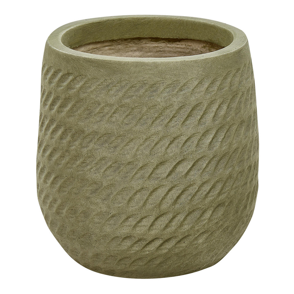 BLUMENTOPF olivgrün rund 19/19/22 cm Livadia - Grün, Naturmaterialen (22cm) - Beliani