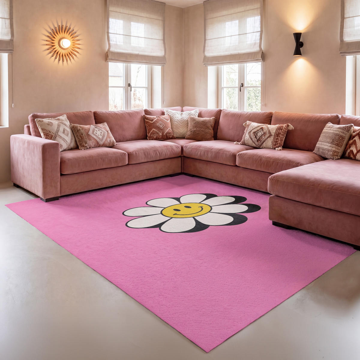 TEPPICH - Smiley - Blume - Rosa - 150x230 cm - Pink, Kunststoff/Textil (150/0.4cm) - OnlyWow