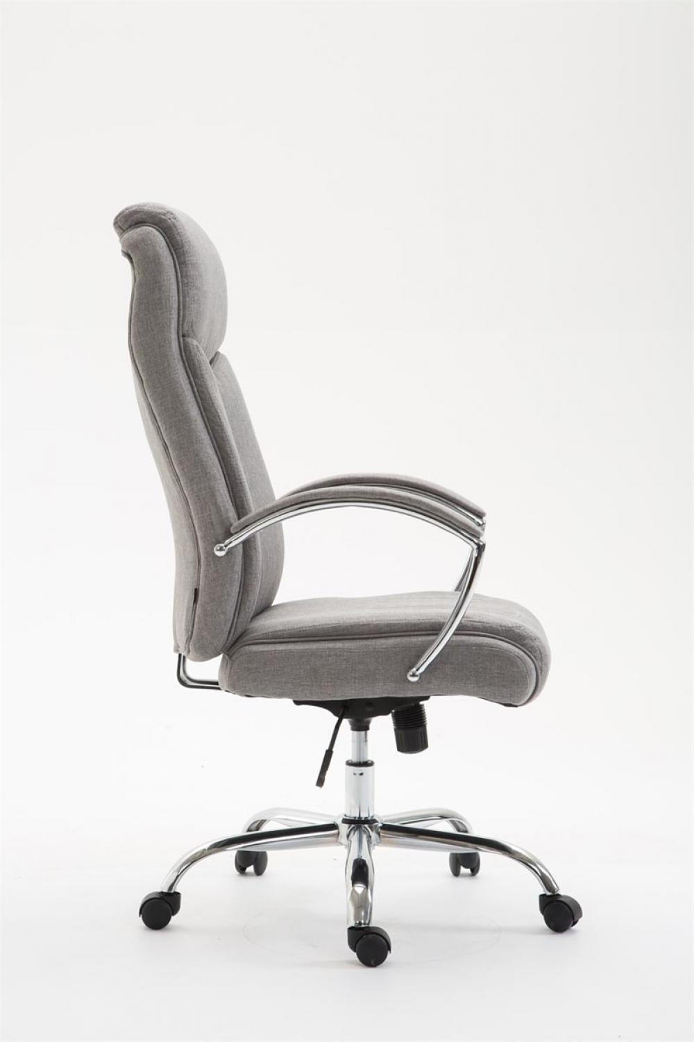 CHEFSESSEL Stoff grau - Chromfarben/Grau, Textil/Metall (65/115/73cm) - CLP