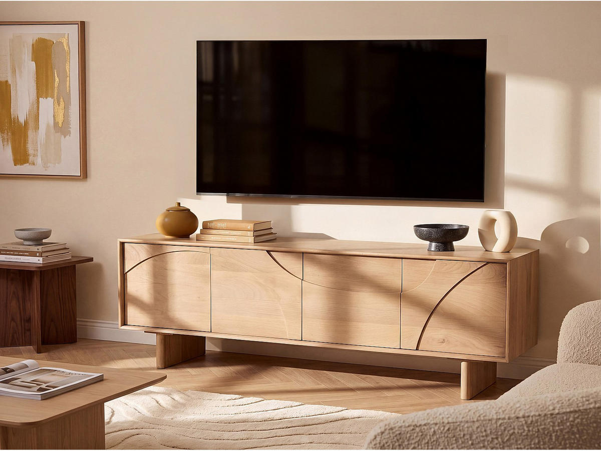 TV-BOARD - 160 x 40 - holz - naturfarben hell Berlama - Naturfarben, Holz (160/60/40cm) - Vente-Unique