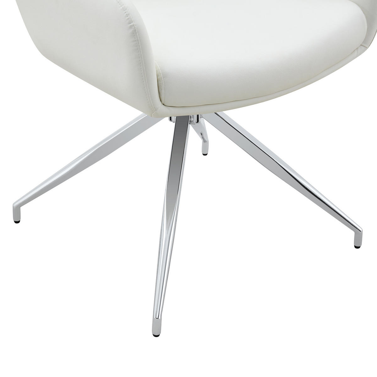 DREHSTUHL 2er-Set 85 cm PU Weiß mit Metallgestell Silberfarben - Weiß, Metall (50/85/55cm) - Meubliv