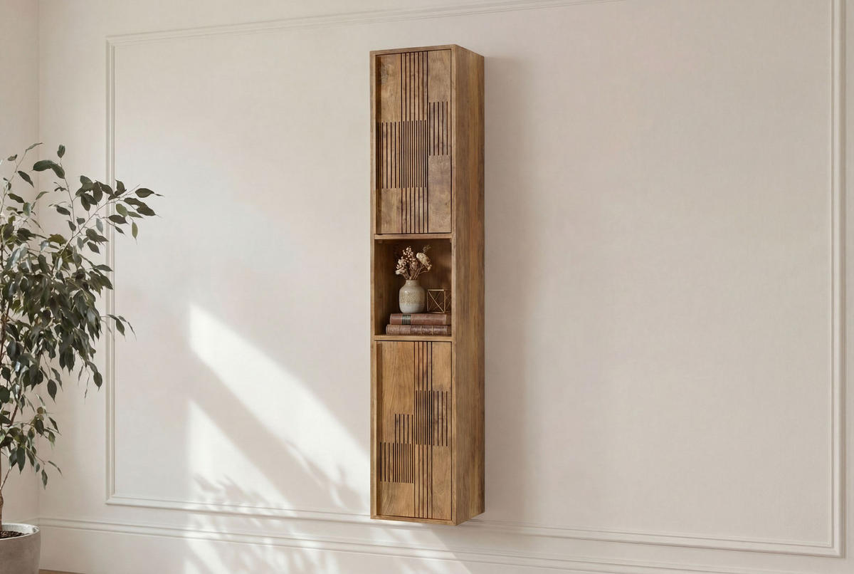 HÄNGESCHRANK Mango 30x30x150 hellbraun geölt MIAMI #125 - Braun, Holzwerkstoff (30/150/30cm) - Massivmoebel24