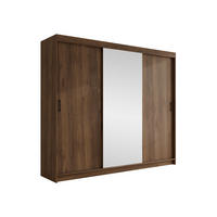 SCHIEBETÜRENSCHRANK Infinity II 250 - Nussbaumfarben/Schwarz, Holzwerkstoff/Kunststoff (250/200/58cm) - MIRJAN24