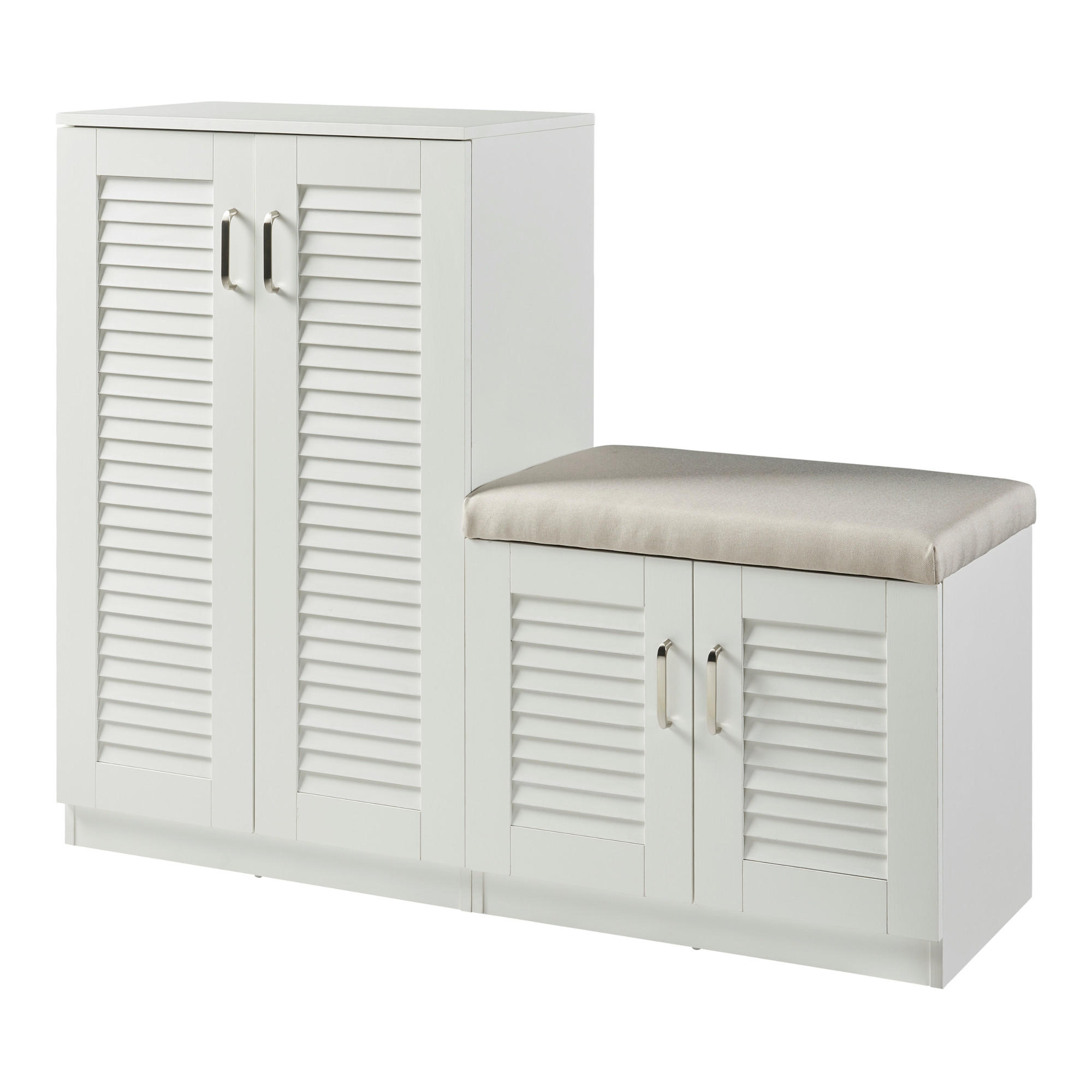 SCHUHSCHRANK Løten mit Sitzbank - Weiß, Holzwerkstoff (120/97/36cm) - [en.casa]