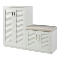 SCHUHSCHRANK Løten mit Sitzbank - Weiß, Holzwerkstoff (120/97/36cm) - [en.casa]
