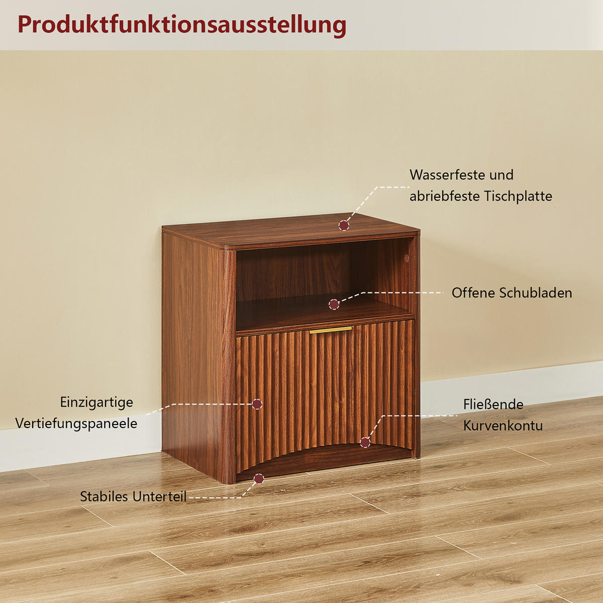 NACHTTISCH 58/60/38 cm Walnuss aus MDF und Spanplatte mit Schublade - Walnussfarben, Holzwerkstoff (58/60/38cm) - OKMYHOME