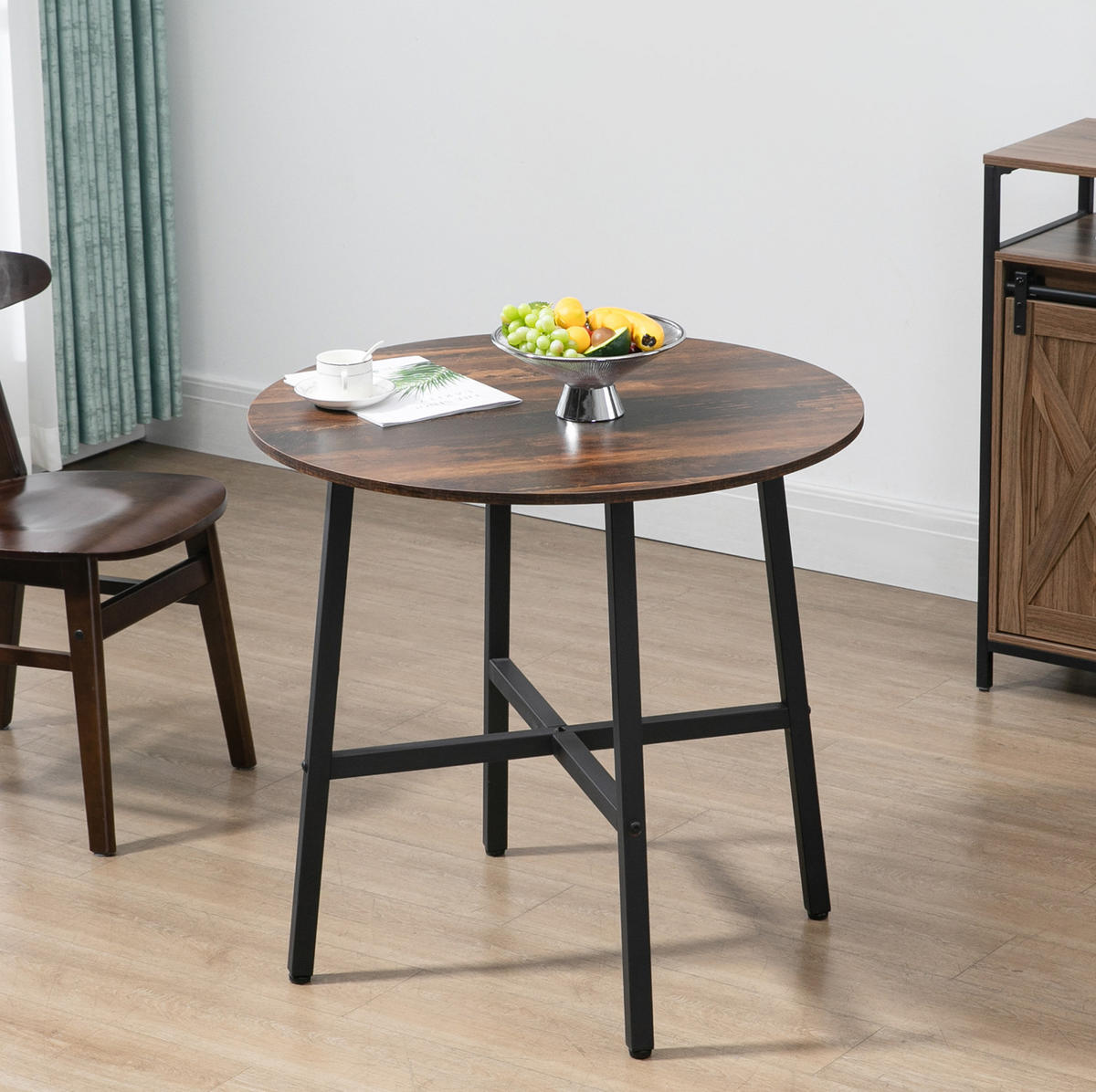 ESSTISCH aus Holzwerkstoff und Metall 80x80x76 cm Braun für 4 Personen mit rutschfesten Fußpolstern - Braun, Holzwerkstoff (80/80/76cm) - Modfu