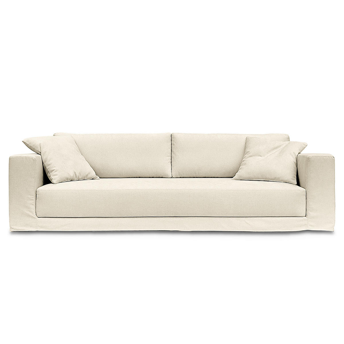 BIGSOFA mit Wechselbezug - Webstoff - Creme/Schwarz, Kunststoff/Textil (265/63/122cm) - home24
